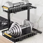 Rangements sous évier à 2 niveaux, étagère coulissante à tirer, tiroir métallique pour l'organisation de la cuisine, de la salle de bain, du garde-manger, résistant à la rouille.