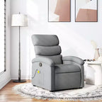 Fauteuil inclinable de massage vidaXL – Réglage manuel, tissu gris clair, massage par vibrations, alimenté par USB, pochette latérale, accoudoirs rembourrés