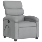 Fauteuil inclinable de massage vidaXL – Réglage manuel, tissu gris clair, massage par vibrations, alimenté par USB, pochette latérale, accoudoirs rembourrés
