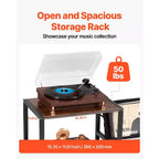 Meuble pour platine vinyle VEVOR avec station de charge et ports USB, peut contenir jusqu'à 200 albums, support de tourne-disque à 3 niveaux avec rangement pour disques vinyles, noir