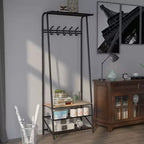 Porte-manteau et banc à chaussures 4 en 1, portemanteau d'entrée à 4 niveaux avec 5 crochets, étagère de rangement multifonction pour couloir, salle de bain, entrée