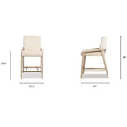 Tabouret de comptoir rembourré Jennifer Taylor Home Arizona 25,5 en bois de frêne massif avec détail en corde, fausse fourrure blanche Crème de la Crème