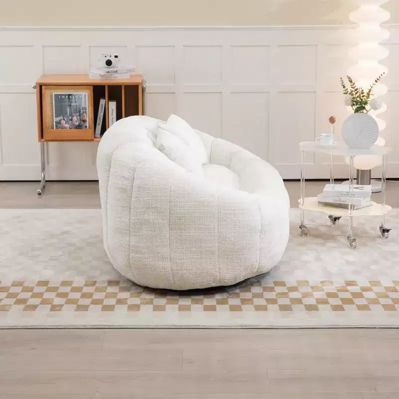 Canapé pouf MAYEERTY en chenille beige à dossier haut pour adultes et enfants, intérieur et extérieur