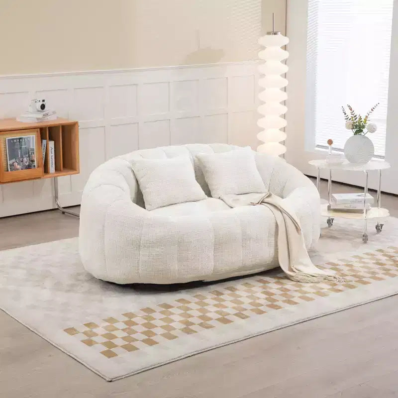 Canapé pouf MAYEERTY en chenille beige à dossier haut pour adultes et enfants, intérieur et extérieur