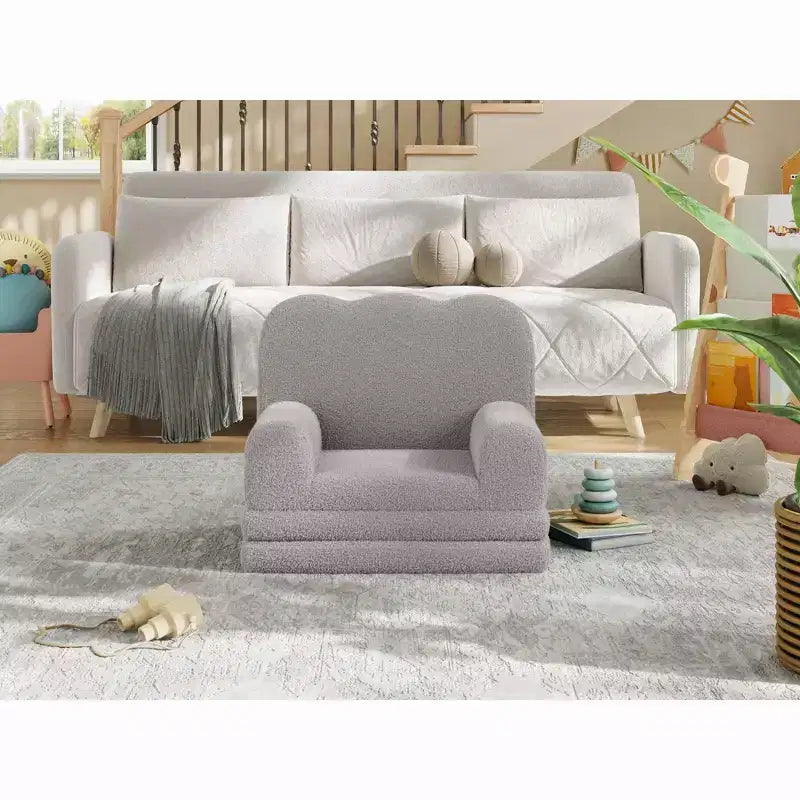 Canapé pour enfants, fauteuil-canapé pour tout-petits 2-en-1 convertible en tissu polaire Teddy, chaise longue pliable douce pour enfants, canapé-lit confortable