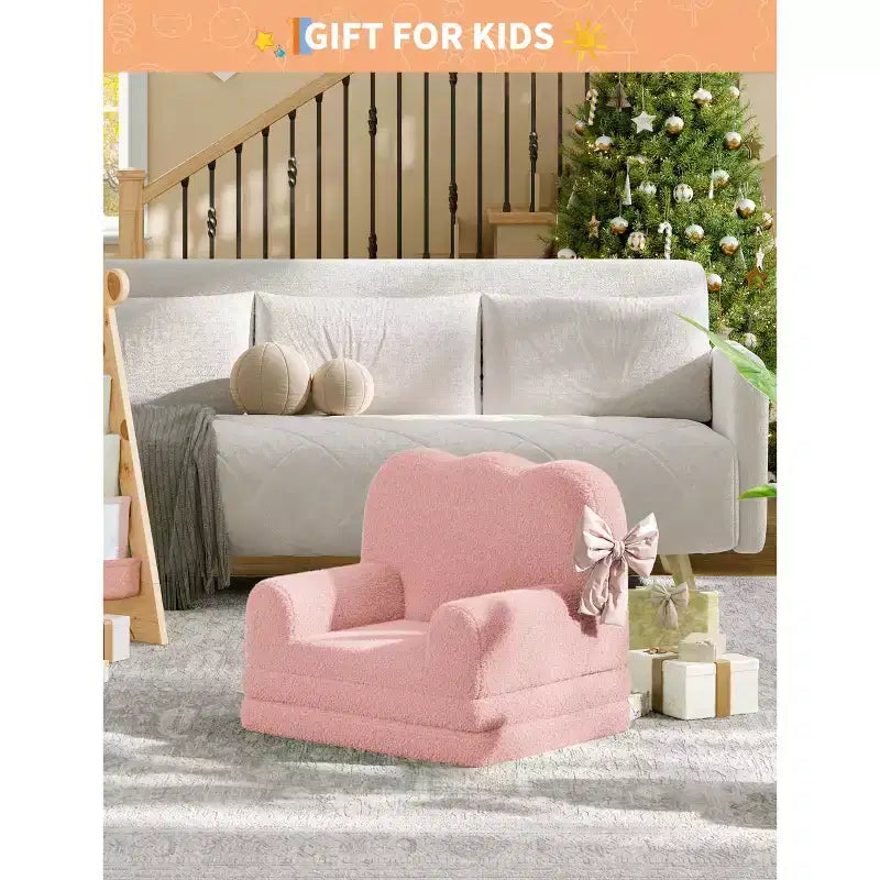 Canapé pour enfants, fauteuil-canapé pour tout-petits 2-en-1 convertible en tissu polaire Teddy, chaise longue pliable douce pour enfants, canapé-lit confortable