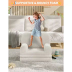 Canapé pour enfants, fauteuil-canapé pour tout-petits 2-en-1 convertible en tissu polaire Teddy, chaise longue pliable douce pour enfants, canapé-lit confortable