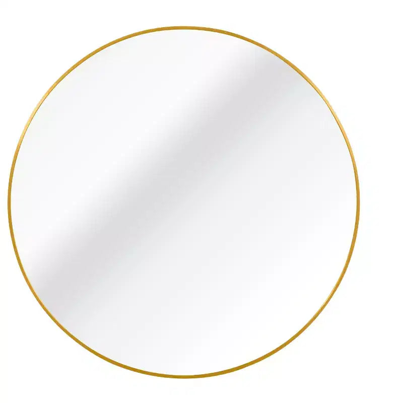 Miroir de courtoisie rond moderne en métal doré pour salle de bain - Mural