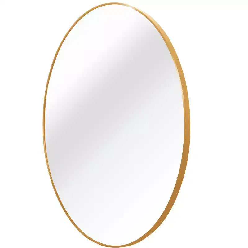 Miroir de courtoisie rond moderne en métal doré pour salle de bain - Mural