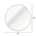 Miroir de courtoisie rond moderne en métal doré pour salle de bain - Mural