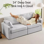 Dyonery 80 Canapé de salon, canapé moderne confortable en chenille avec coussins de siège profonds à ressorts, cadre en bois massif, revêtement amovible