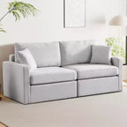 Dyonery 80 Canapé de salon, canapé moderne confortable en chenille avec coussins de siège profonds à ressorts, cadre en bois massif, revêtement amovible