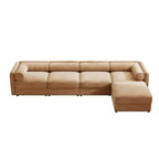 Canapé modulable avec rangement, dossier cylindrique et accoudoirs, assise profonde et confortable, durable et offrant un bon soutien pour le salon.