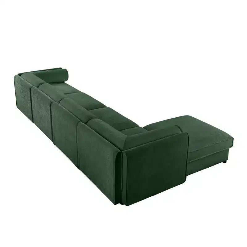 Canapé modulable avec rangement, dossier cylindrique et accoudoirs, assise profonde et confortable, durable et offrant un bon soutien pour le salon.