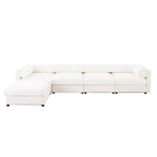 Canapé modulable avec rangement, dossier cylindrique et accoudoirs, assise profonde et confortable, durable et offrant un bon soutien pour le salon.