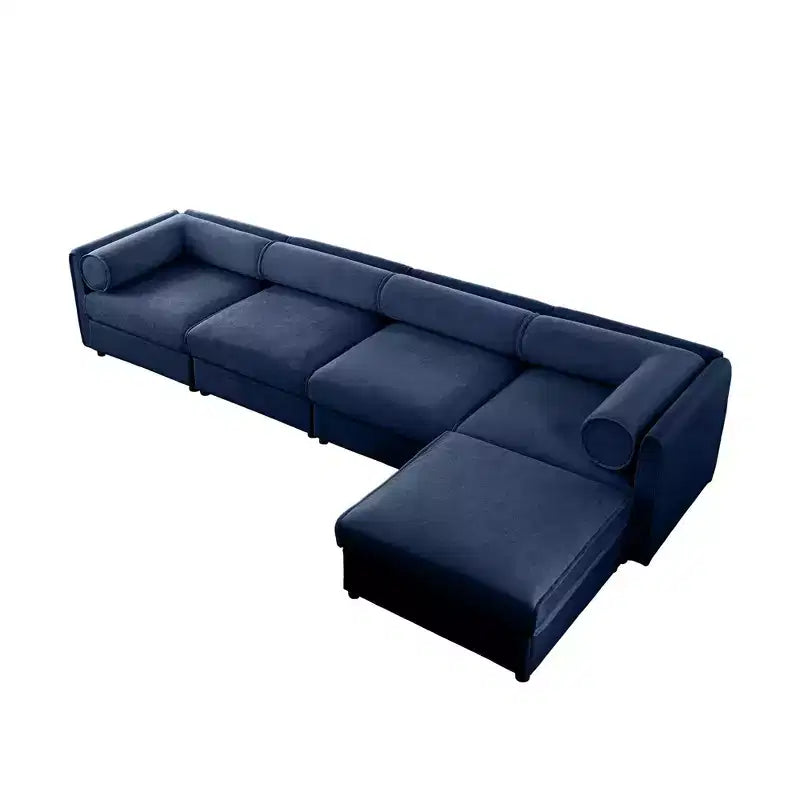Canapé modulable avec rangement, dossier cylindrique et accoudoirs, assise profonde et confortable, durable et offrant un bon soutien pour le salon.