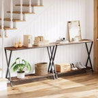 Petite console d'entrée, Table de couloir étroite, Console industrielle à 2 niveaux avec étagères, Table derrière le canapé, Consoles de foyer