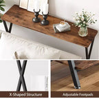 Petite console d'entrée, Table de couloir étroite, Console industrielle à 2 niveaux avec étagères, Table derrière le canapé, Consoles de foyer