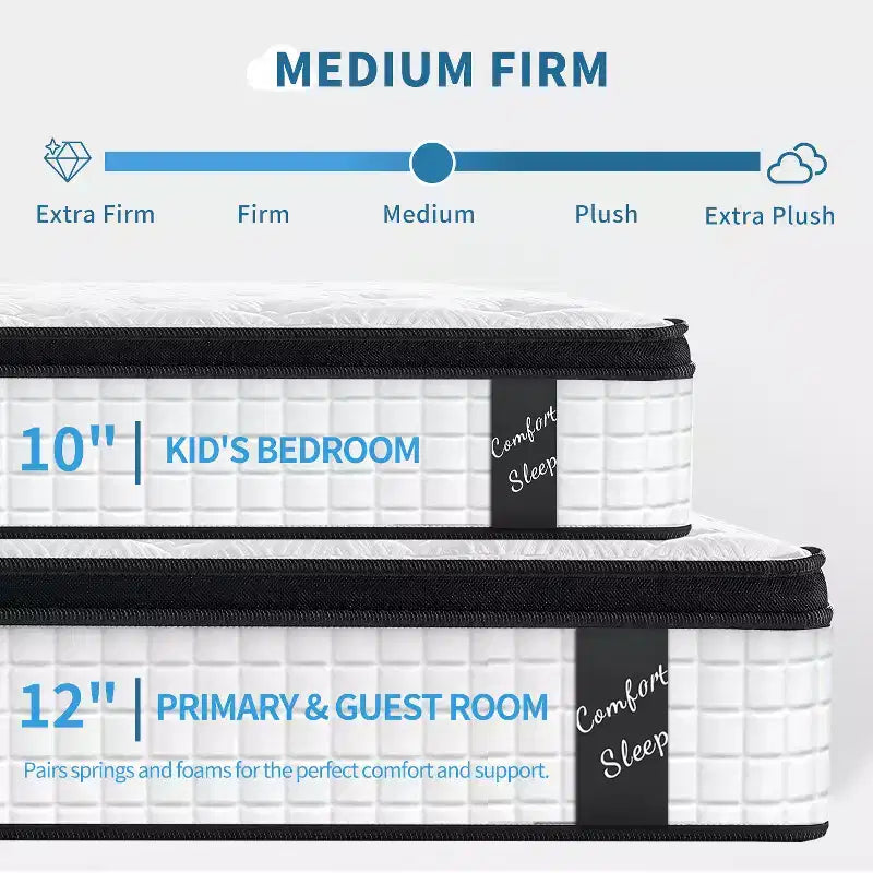 Matelas hybride GDFStudio Cliff Modern 12 avec revêtement respirant et mousse à mémoire de forme