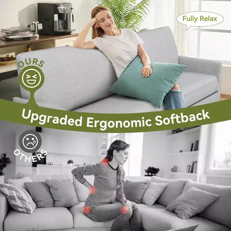 Dyonery 88 Canapé deux places, canapés confortables pour le salon, canapé deux places moderne surdimensionné, grands canapés sans outils pour la chambre et le bureau