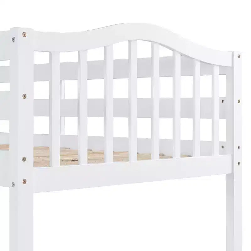 Lit mezzanine double Whisen Modern Design en bois avec tiroirs, armoire, étagères et bureau - Blanc