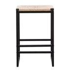 MAYEERTY Lot de 2 tabourets de bar sans dossier en corde de papier tressée pour cuisine