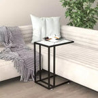 vidaXL Table d'appoint Marbre blanc Verre trempé, fer 50 x 35 x 65 cm