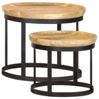vidaXL Side Table Brown and black Solid mango wood and powder-coated steel