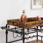 Acekool Chariot de Bar pour la Maison, Chariot Roulant à 3 Niveaux avec Plateau Amovible, Cadre en Métal Gris Marron, Étagères de Rangement pour Cuisine Salle à Manger