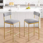 Lot de tabourets de bar, tabourets de bar rembourrés avec pieds en métal, repose-pieds et dossier, assise en PU, chaises hauteur cuisine