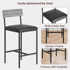 Lot de tabourets de bar, tabourets de bar rembourrés avec pieds en métal, repose-pieds et dossier, assise en PU, chaises hauteur cuisine