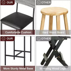Lot de tabourets de bar, tabourets de bar rembourrés avec pieds en métal, repose-pieds et dossier, assise en PU, chaises hauteur cuisine
