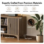 Meuble TV scandinave pour téléviseur 65 pouces avec portes à fermeture amortie, finition noyer