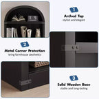 GustoWave Étagère à Livres Cintrée à 5 Niveaux, Bibliothèque Haute de 182 cm, Étagère de Rangement Style Ferme, Noir