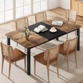 Industrial Dining Table for 6-8 People, 78.7 Inch Long Wooden Kitchen Table with Sturdy Metal Frame & Rustic Brown Finish-Seats 6 Rectangular Counter