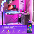 CuisinSmart Bureau d'angle en L de 43 pouces, bureau de gaming à 3 tiroirs avec étagères de rangement et support d'écran, bureau réversible pour la maison ou le bureau