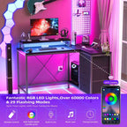 CuisinSmart Bureau d'angle en L de 43 pouces, bureau de gaming à 3 tiroirs avec étagères de rangement et support d'écran, bureau réversible pour la maison ou le bureau