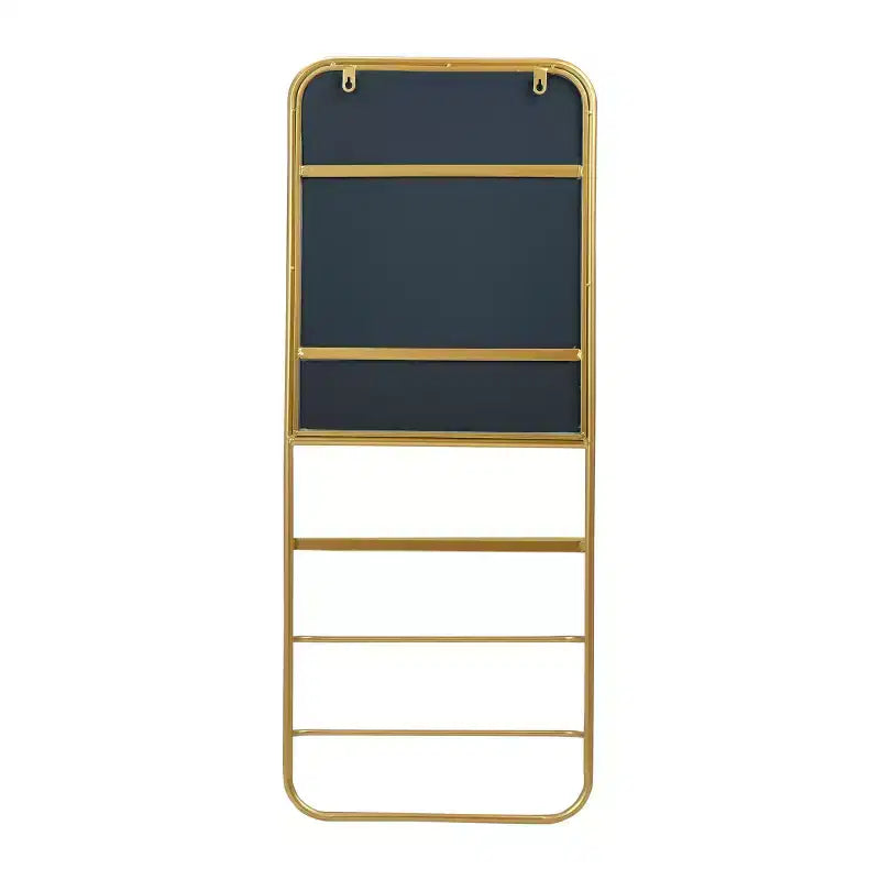 Miroir mural encadré en métal avec étagère et 2 tringles Storied Home, doré