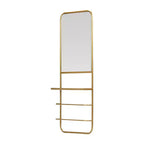 Miroir mural encadré en métal avec étagère et 2 tringles Storied Home, doré