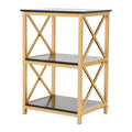 Metal and Reclaimed Wood 3-Tier Side Wood, Black and Gold