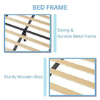 Cadre de lit plateforme double matelassé en velours GustoWave, avec tête de lit réglable en hauteur