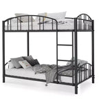 GustoWave Metal Bunk Bed Twin Over Twin, with Arched Guardrail and Safety Ladder