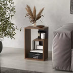 Zeus et Ruta : Table moderne haut de gamme de 63,5 cm avec étagères de rangement ouvertes