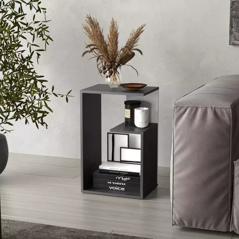 Zeus et Ruta : Table moderne haut de gamme de 63,5 cm avec étagères de rangement ouvertes