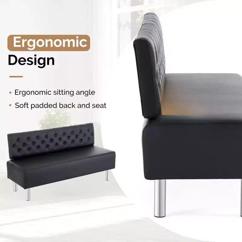 Banc de réception/salle d'attente rembourré Karl Home de 148,8 cm avec dossier capitonné