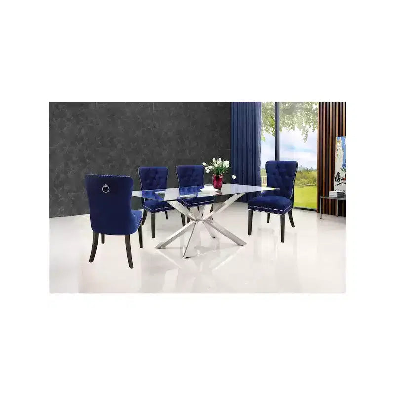 Meridian Furniture, Nikki, chaise de salle à manger en velours, ensemble de 2