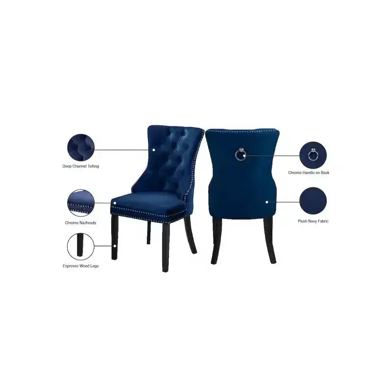 Meridian Furniture, Nikki, chaise de salle à manger en velours, ensemble de 2