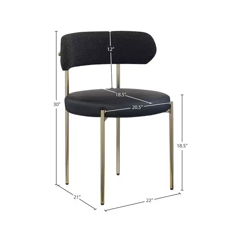Meridian Furniture, Chaises de salle à manger Beacon en cuir vegan et tissu bouclé, lot de 2