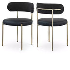 Meridian Furniture,Beacon Vegan Leather and Boucle Fabric Dining Chair, Set of 2
