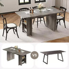 CuisinSmart Table de salle à manger de style rustique avec 4 étagères de rangement spacieuses, table de cuisine rectangulaire en bois rustique, pour 4 à 6 personnes